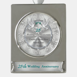 Custom 25th Wedding Anniversary Christmas Ornament