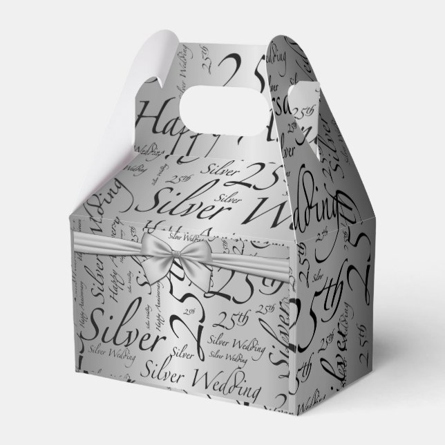 Custom 25th Wedding Anniversary Favor Boxes (Front Side)
