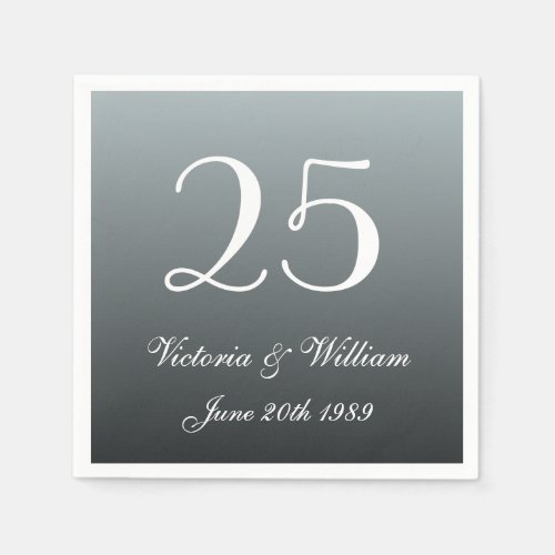 Custom 25th Wedding Anniversary Party Napkins