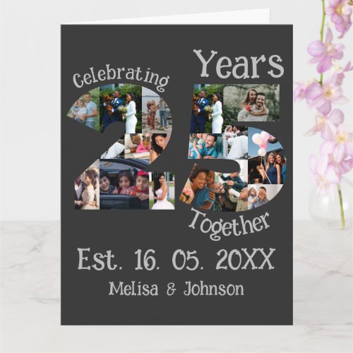 Custom 25th wedding anniversary photo collage card