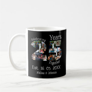 Custom 25th wedding anniversary photo collage coffee mug