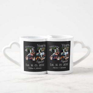 Custom 25th wedding anniversary photo collage coffee mug set