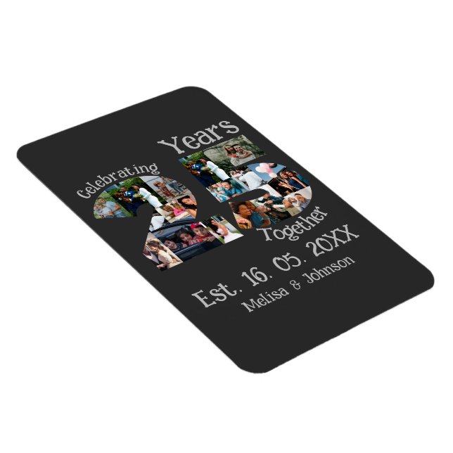 Custom 25th wedding anniversary photo collage magnet (Right Side)