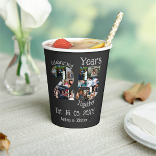 Custom 25th wedding anniversary photo collage paper cups
