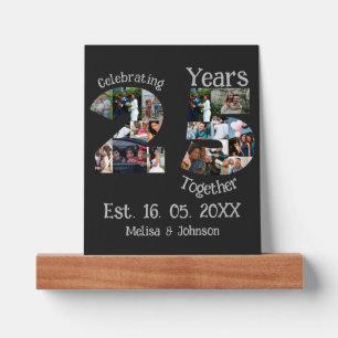 Custom 25th wedding anniversary photo collage picture ledge