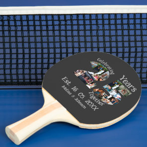 Custom 25th wedding anniversary photo collage ping pong paddle