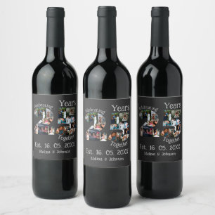Custom 25th wedding anniversary photo collage wine label