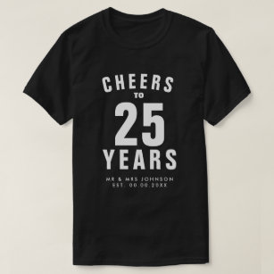 Custom 25th wedding anniversary shirts for couple