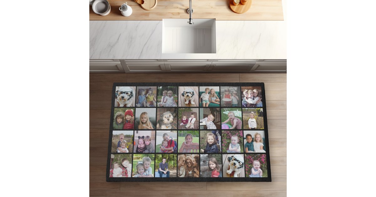 Collage Rug Custom 28 Photo Collage - Black - photos only Rug | Zazzle