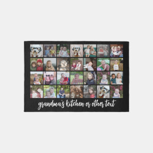 Custom 28 Photo Collage - Black - script text Rug