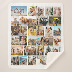 Custom 28 Photo Collage Sherpa Blanket