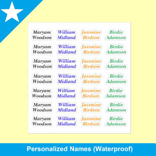 (Custom 28 Tags) Waterproof Script Full Name Sticker