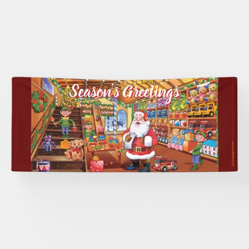 Custom 25 x 6 Christmas vinyl Banner Santa toys