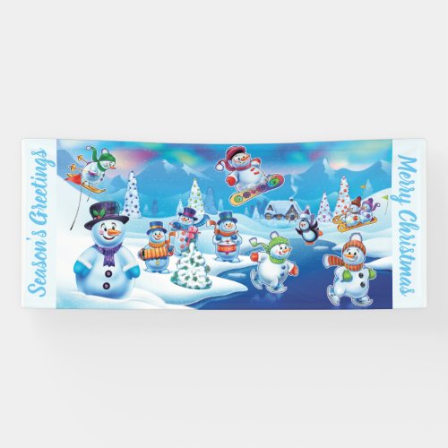 Custom 25 x 6 Christmas vinyl Banner Snow scene