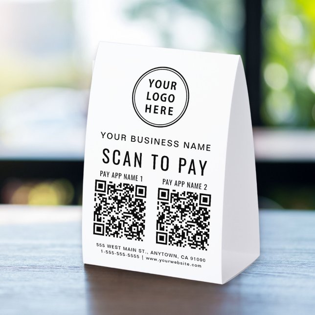 Custom 2 App QR Code Scan To Pay Paper Table Tent (Creator Uploaded)
