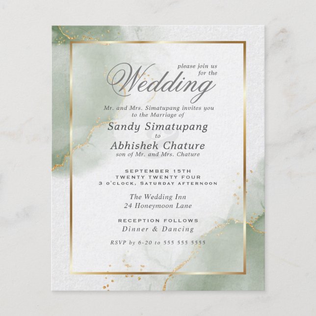 Custom 2 - Budget Wedding Gold Muted Sage (Front)