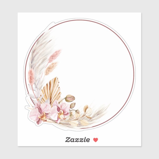 Custom 2 pampas grass round  sticker (Sheet)