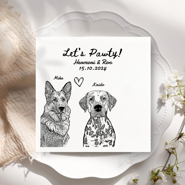 Custom 2 Pet Drawn Personalized Wedding Napkins (Creator Uploaded)