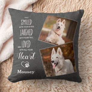 Custom 2 Pet Photo - Pet Loss Gift - Dog Memorial Throw Pillow