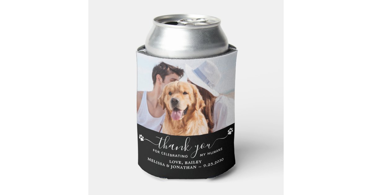 Custom 2 Pet Photo Thank You Dog Wedding Favor Can Cooler | Zazzle