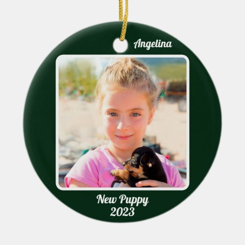 Custom 2_Photo 2 Sided Emerald Events Milestones Ceramic Ornament