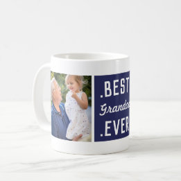 Custom 2 Photo Blue Best Grandad Ever Mug