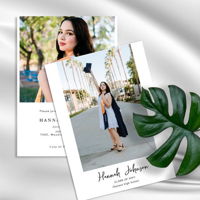 Custom 2 Photo Calligraphy Script Graduation  Invitation (Creator Uploaded)