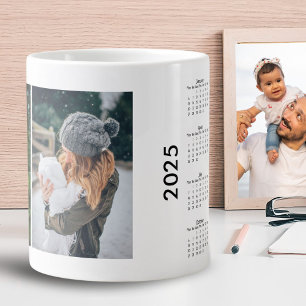 Custom 2 Photo Collage 2025 Calendar Giant Coffee Mug