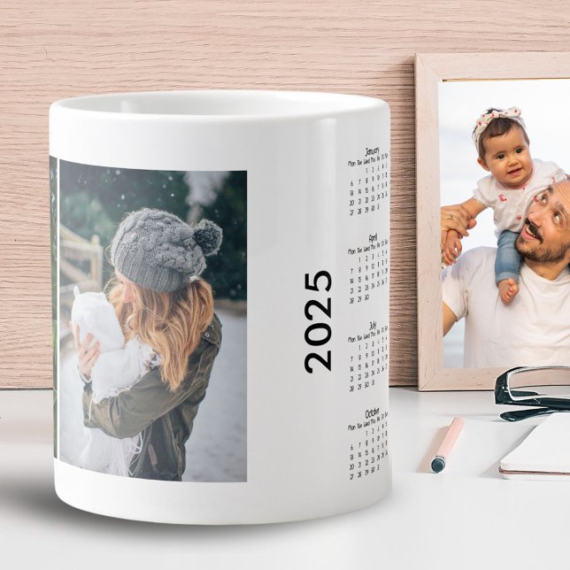 Custom 2 Photo Collage 2025 Calendar Giant Coffee Mug (Creator Uploaded)