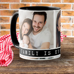 Custom 2 Photo Collage Family Picture Quote Black Mug