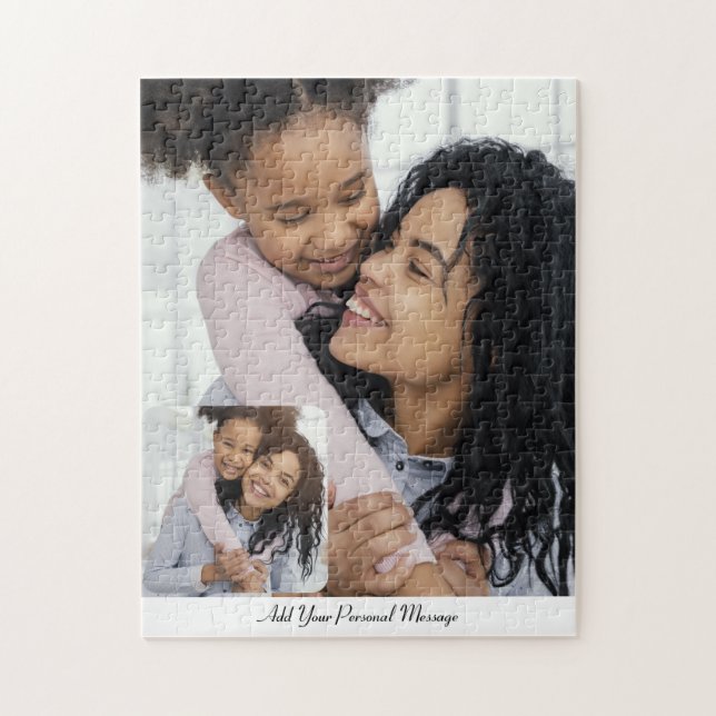 Custom 2 Photo Collage With Personalized Text Jigsaw Puzzle (Vertical)