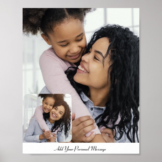 Custom 2 Photo Collage With Personalized Text Poster (Front)