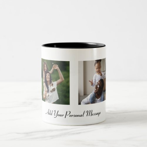 Custom 2 Photo Collage With Personalized Text Two_Tone Coffee Mug
