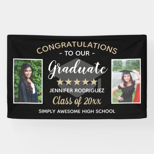 Custom 2 Photo Congratulations Graduate Graduation Banner