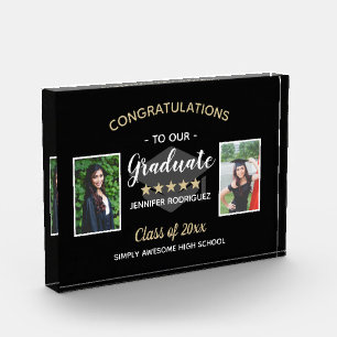 Custom 2 Photo Congratulations Graduate Graduation Block