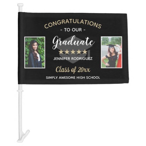 Custom 2 Photo Congratulations Graduate Graduation Car Flag