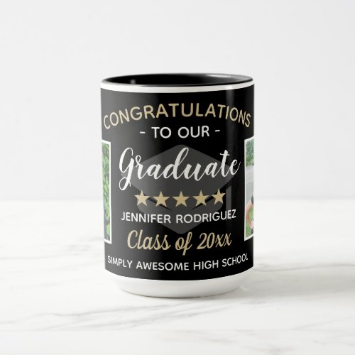 Custom 2 Photo Congratulations Graduate Graduation Mug