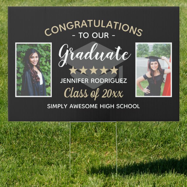 Custom 2 Photo Congratulations Graduate Graduation Sign (Insitu)