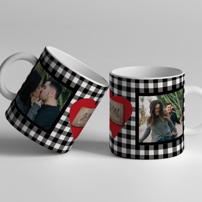 Custom 2 photo couples initials heart Valentines  Coffee Mug (Creator Uploaded)