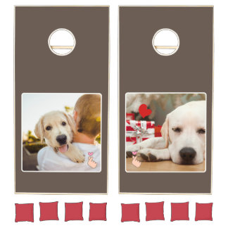Custom 2 Photo Cute Family Pet Kids Dog Cornhole Set