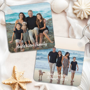 Custom 2 Photo Family Vacation Simple Personalized Keychain
