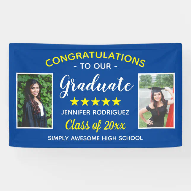 Custom 2 Photo Graduation Congratulations Graduate Banner | Zazzle
