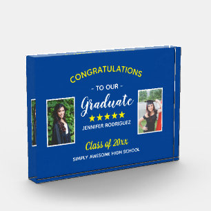 Custom 2 Photo Graduation Congratulations Graduate Block