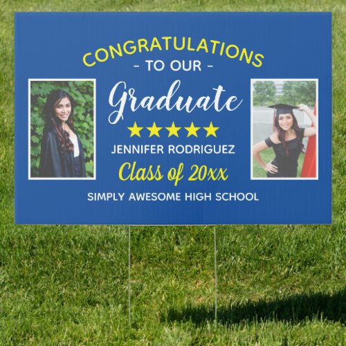 Custom 2 Photo Graduation Congratulations Graduate Sign