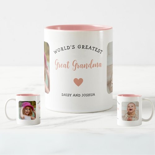 Custom 2 Photo Great Grandma Modern Keepsake Two_Tone Coffee Mug