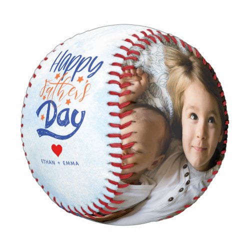 Custom 2 Photo Happy Fathers Day Baseball