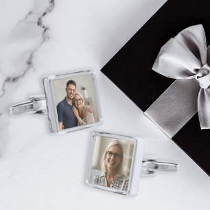 Custom 2 Photo Mother and Son Memorial Cufflinks