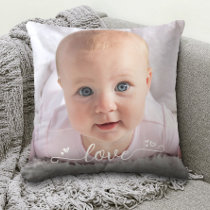 Custom 2 Photo Personalized Love Script Modern Throw Pillow