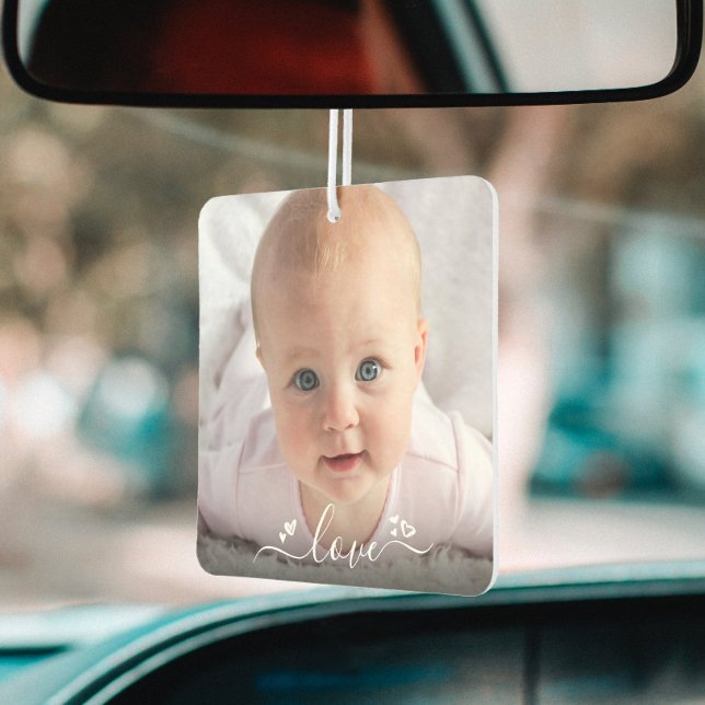 Custom 2 Photo Personalized Modern “Love” Square Air Freshener (Creator Uploaded)