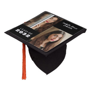 Custom 2 Photo Personalized Name Class of 20XX Graduation Cap Topper